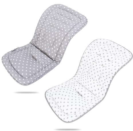 LAT Universalbarnvagn, sittskydd för barnvagn i bomull, universellt dubbelsidigt överdrag för barnvagn, sittskydd för barnvagn, 78 x 34 cm (grå stjärna)