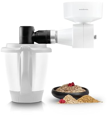 Wundermix - Flockenquetsche WunderCentix® Achse für Thermomix TM6, TM5 | Haferflocken & Getreide selbst quetschen, Edelstahl Walze, Flockenpresse elektrisch, Multifunktionsachse inklusive