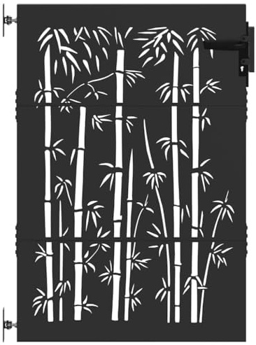 vidaXL Porte de Jardin Noir 85 x 150 cm Acier peint par poudre, Portillon Rectangulaire en Métal, Durable et Élégant, Barrière Extérieure Résistante à la Rouille, Design Moderne