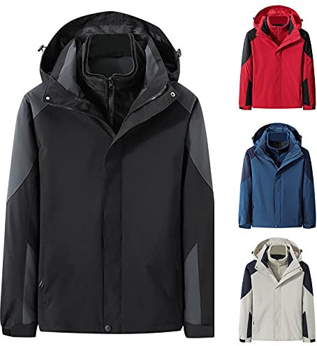 Mens Warm Rain Jacket Mens Liner Jacket Hiking Waterproof Softshell Walking Jackets With Detachable Liner Waterproof Winter Coat Outdoor Windproof Jackets Performance Outdoor Outerwear