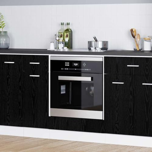 Qnhdfrt Armoire de cuisine en chêne noir 60 x 46 x 81,5 cm en matériau dérivé du bois avec finition mate design moderne avec beaucoup d'espace de rangement pour cuisine, salon, bureau et couloir