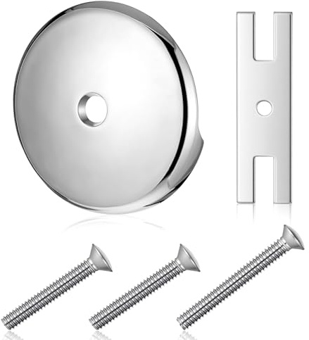 Universal Bathtub Drain One Hole Overflow Faceplate, Stainless Steel Single Hole Bathtub Overflow Drain Cover, Single-Holes Bath Tub-Drain Overflows-Plate with Matching Screws (Silver)