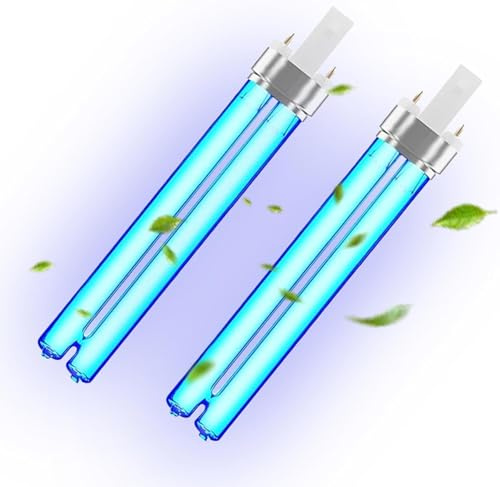 eioororriy 2-Pack 9W UV Bulbs for Pond Filters – Ozone-Free Replacement Lamps with High-Purity Quartz Glass Tube for UVC Disinfection in Ponds, Home, Hospital & Aquatic Clarifiers