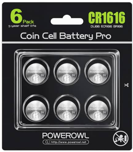 POWEROWL 6 Pcs CR1616 3V Lithium Button Cell Battery