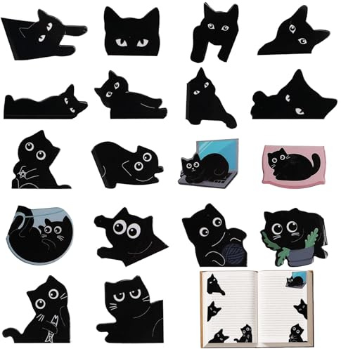 18 Stück Lesezeichen Magnetisch, lesezeichen, Lesezeichen Katze,Schwarze Katze, Kreativ, Cartoon, Dekoration, Geeignet Für Kinder, Studenten, Lehrer, Leseliebhaber, Geschenke