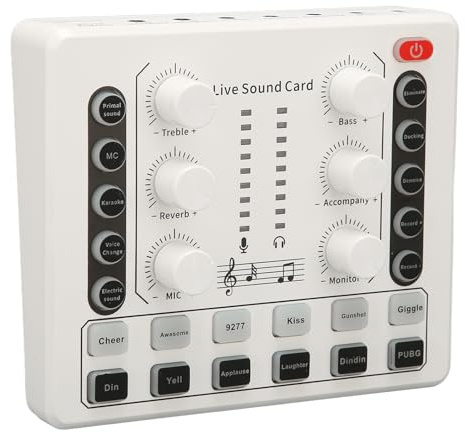 Xiuganpo Carte Son Portable en Direct, Puce Quad Core Avancée, Carte de Mixage Sonore à Changement de Voix pour Mixeur DJ, Mixeur de Podcast, pour, pour, Batterie au Lithium 800 MAh Intégrée,