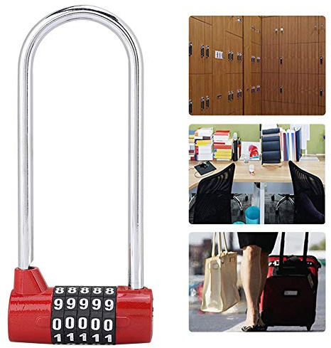 AOWINHIT Lucchetto con Codice a Combinazione a Forma di U in Lega di Zinco Maggiore Sicurezza, Lucchetto Lungo per Porta Dell'armadio per Uso in Ufficio Domestico (#1)