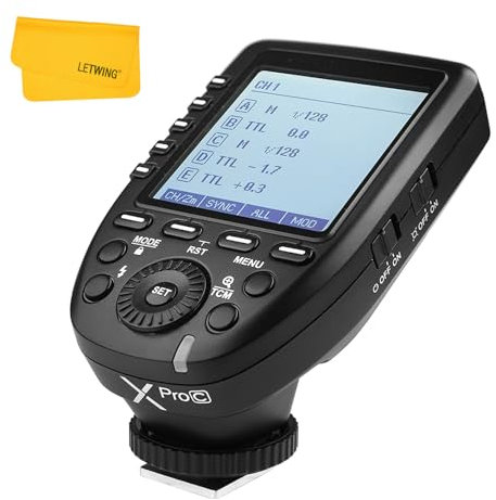 Godox XPro-C TTL Déclencheur de Flash émetteur pour Appareil Photo EOS Canon, 2.4G HSS 1/8000s Flash Trigger, Grand écran LCD Transmetteur, Convert-Manuel Fonction TCM, 5 Boutons de Groupe Dédiés