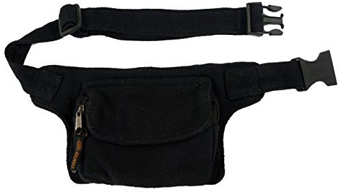 GURU SHOP Gürteltasche, Festival Bauchtasche - Schwarz, Unisex - Erwachsene, Baumwolle, 14x17x5 cm
