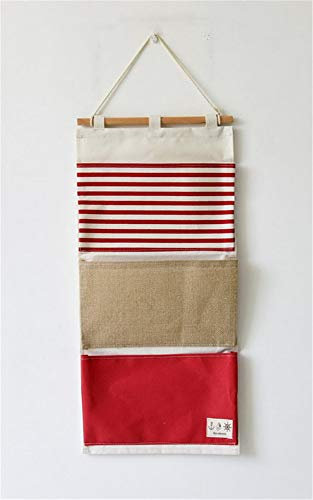 Hängeorganizer Hängende Tasche Aufbewahrungstasche Wand Tür Organizer Utensilientasche für Kinderzimmer Garderobe Badezimmer 3-Tasche (Rot)