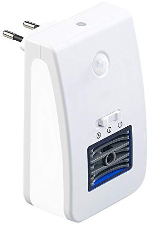 newgen medicals Purificadores de aire - Ionizador: 2en1- Ionizador purificador de aire y luz nocturna, Sensor de movimiento y luz, 12 LEDs con 20 lm (enchufe lámpara, Ozonizador, Sensor crepuscular)