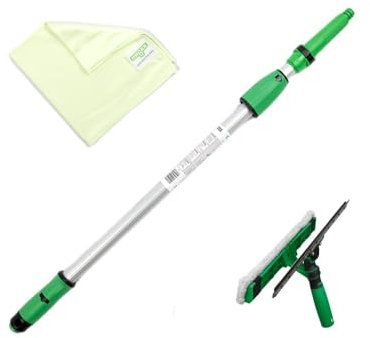 Unger AK131 Kit 1.25 m Including Window Wiper, Extension Pole, Microfibre Cloth, Streak Cleaning, Green, 1,25 m