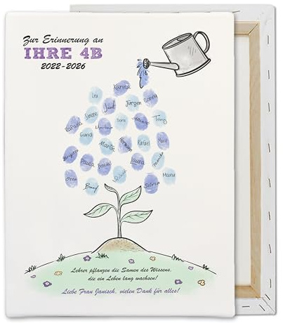Feenstaub Abschiedsgeschenk Kindergarten, Fingerabdruck Leinwand personalisiert, Geschenk Kita Abschied, Grundschule, personalisierbarer Fingerabdruck Print, Lehrergeschenk zum Ruhestand