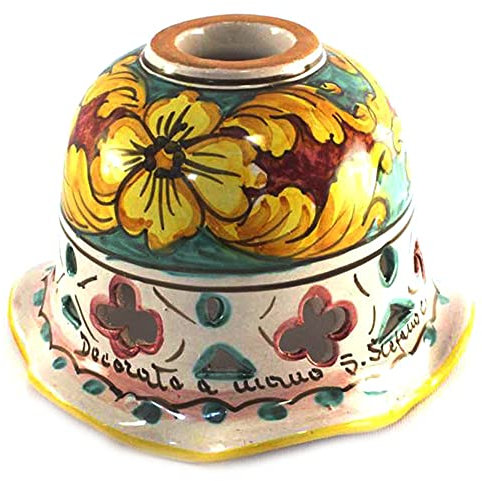 Coppa in ceramica siciliana Santo Stefano di Camastra attacco piccolo E14 ricambio per lampadario lampada applique plafoniera decoro giulia