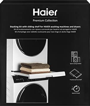 Kit de Apilamiento para Lavadora y Secadora Haier con Estante Deslizante, Kit de Columna para Ahorrar Espacio, Perfecto para las Lavadoras y las Secadoras Haier Serie 3, 5, 7