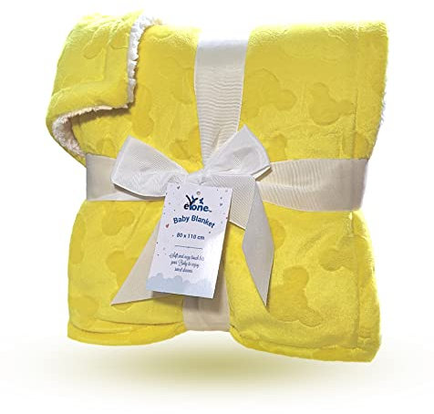 eYone Manta grande de sherpa para bebé, doble capa de forro polar para guardería, cuna y cochecito (amarillo)