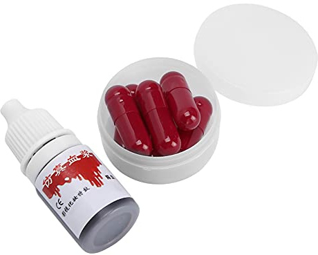 Nunafey Fake Blood Capsules, Fake Blood Pill Convenient Safe and Reliable Practical with 6 Fake Blood Capsules for Theater Film, Special Effects for Most People