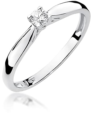 MARKO Verlobungsring aus Weißgold für Damen mit 0,10 Karat Diamant Ring 14 Karat Gold (585) | Goldring mit Box | Goldring für Frauen (Weißgold, 62 (19.8))