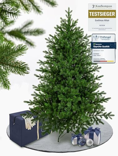 EveXmas - Altair- 185 cm- 100% Spritzguss-Künstlicher Weihnachtsbaum-Tannenzweige aus 100% Polyethylen- auf Metallständer- Aufbewahrungstasche und Baumkorb im Lieferumfang enthalten