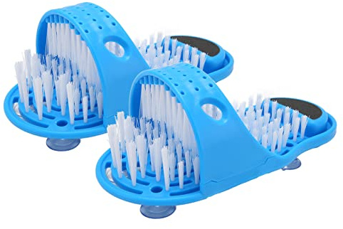 2 piezas de baño cepillo de ducha, cepillo de pies para limpieza de pies, zapatilla de limpieza exfoliante pies cepillo zapatilla de baño cepillo de masaje exfoliante palo en el suelo