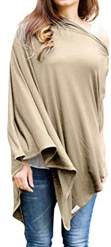Byrd & Blume Maternity Nursing Cover Breathable Lightweight Breastfeeding Cover Wrap Shawl Scarf Poncho Full 360 (Latte, One size)