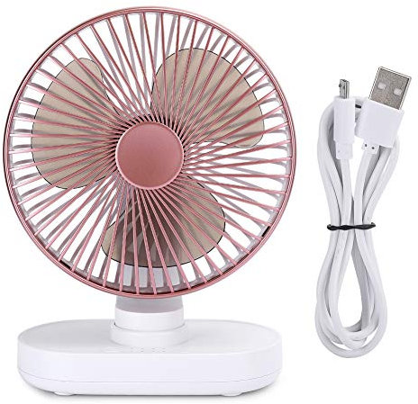 Ventilador De Escritorio USB, Ventilador De Mesa Mini Ventilador Personal 4 Velocidades Ventilador De Escritorio Pequeño Ventilador Silencioso Portátil Con Ajuste De 90 Grados Para Oficina(Oro rosa)