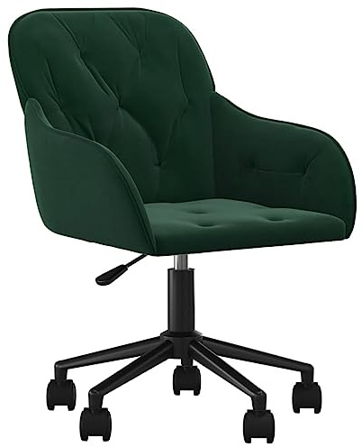 Tidyard Bürostuhl Drehbar Höhenverstellbar Chefsessel Drehstuhl Bürosessel Schreibtischstuhl Computerstuhl Gamingstuhl Büromöbel Armlehnsessel 56 x 61 x (78-86) cm (B x T x H) Samt Metall,Dunkelgrün