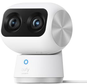 eufy Security 4K Indoor Cam S350, No Subscription, Dual Cameras, 8× Zoom, 360° Coverage, Works as a Pet Camera, Nanny/Senior/Baby Monitor, AI Auto-Tracking, Human/Pet/Cry Detection, 2.4/5 GHz Wi-Fi