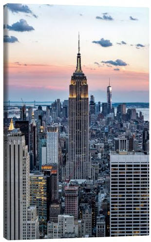 Empire State Building bei Sonnenuntergang, New York Leinwandbild | 20 x 30 cm von Mike Centioli Wandbilder Wanddeko