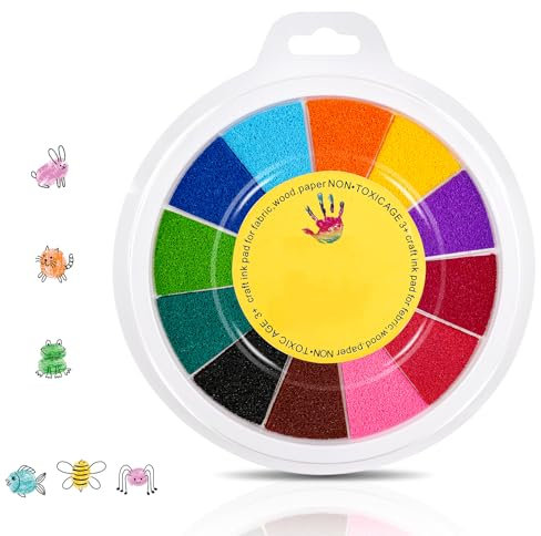 Moosono Stempelkissen Bunt, Stempelkissen Fingerabdruck 13 Farben, Ungiftig Abwaschbar Kinder Stamp Pad Fingerstempelfarbe für DIY, Kinder Geburtstags und Stoff Malerei