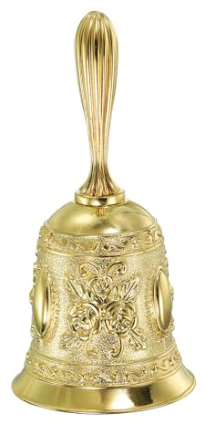 PATIKIL Handglocke, 1 Stück Abendessen Glocke Rufglocke Vintage Metall für Service Kirche Hochzeit Weihnachten, Gold