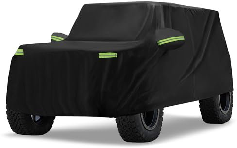 uxcell wasserdichte Autoabdeckung Autoschutzhülle für Ford Bronco 4-Türer 2021-2023 Outdoor Vollgarage Allwetterschutz Regen Sonnenschutz mit Reißverschluss Schwarz