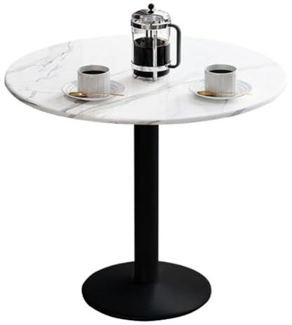 JHAISMAO Granit-Platte Klein Couchtisch Modern Rund Tisch Skandinavisch Esstisch Verhandlungstisch Balkon Kleiner Tisch Tulpe Sockel(Size:60cm,Color:Schwarz)