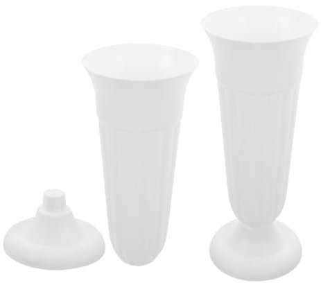 BCOATH Vaso Fiori per Cimitero Bianco Set 2 Vasi in Plastica Resistente alle Intemperie e Decorazioni per Composizioni Floreali Funerarie