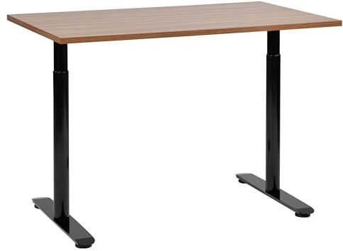 Beliani Höhenverstellbarer Schreibtisch mit Kurbel braun/schwarz 120x72 cm DESTINAS