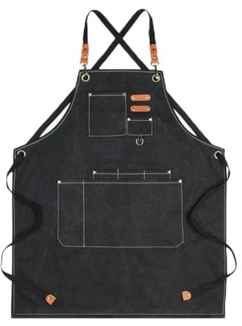 Werkzeugschürze, Arbeitsschürze mit Taschen, Werkzeugschürze, robuste Arbeitsschürzen, Unisex for Küche, Garten, Töpferei, Handwerkswerkstatt, Garage (Farbe: Blau, Größe: XL) (Farbe: Schwarz, Größe: X