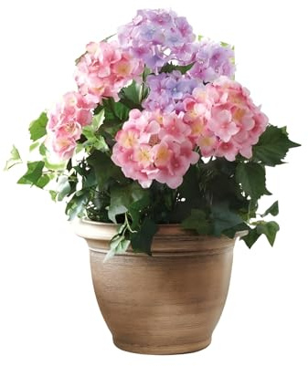 Dekoleidenschaft Kunstpflanze Hortensie im goldenen Topf, 55 cm hoch, Dekopflanze, künstliche Topfpflanze, Zierpflanze, Dekoblume, Kunstblume, Deko für Wohnzimmer, Küche & Büro, unechte Pflanze
