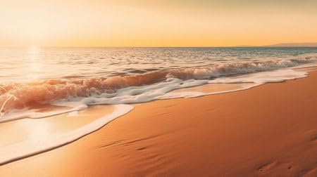 adrium Acryl-Bild 70 x 40 cm: Wunderschöne Meereslandschaft mit Sand und Wellen am Strand bei Sonnenuntergang (200666581)