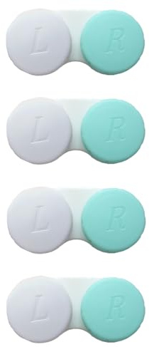 Smanzu 4 Pack Contact lens case Bulk Contact Lens Soak Storage Box Holder Container(Teal)