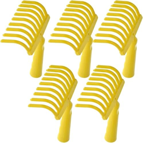 Crisalide®- 5 PZ Rastrello Pettine per Olive, 9 Denti in Plastica, Attacco Conico per Manico Universale, in Plastica Giallo PROFESSIONALE