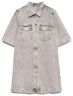 Vero Moda Kvinnlig jeansklänning VMFENJA kort klänning, Ljusgrå denim, L