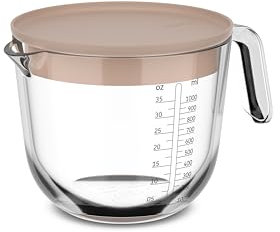 Mepal - Misurino in vetro con coperchio Chef it - Scala incisa di facile lettura - Adatto al forno e al microonde (senza coperchio) - Vetro di alta qualità - 1000 ml - Chalk