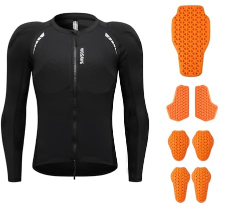 WOSAWE Herren Motorrad Jacke Mesh Atmungsaktiv Protektorenjacke Weiche Panzerung mit CE Abnehmbar Protektoren (Schwarz mit Rüstung, XL)