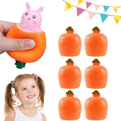 Stressball Anti Stress Spielzeug Bälle, 6 Pcs Kaninchen Spielzeug Ostergeschenke Kinder, Antistressball für Kinder Erwachsene Ostern Geburtstagsgeschenk, Kleine Geschenke für Kinder (Rosa-6 Pcs)