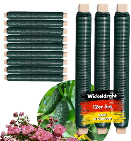 JK Trends Premium Wickeldraht grün 480 m - 12er Set ⌀ 0,65mm - Basteldraht für Blumen, Garten, Haushalt, Werkstatt, Hobby, Bastelspaß, langlebiges Werkzeug für viele Anwendungen