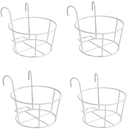 4 pcs Planteur de balustrade, porte-pots à fleurs suspendus, planteur de balcon en métal lourd, panier de jardinière suspendu à l'économie d'espace pour balcon, jardin, extérieur intérieur