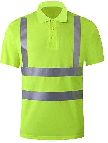 Generico Polo Alta visibilità Uomo, T-Shirt da Lavoro Alta Visibilité Uomo Polo a Maniche Corte Maglietta Gilet di Sicurezza Ad Alta visibilità Maglia Traspirante Maglietta da Lavoro Uomo