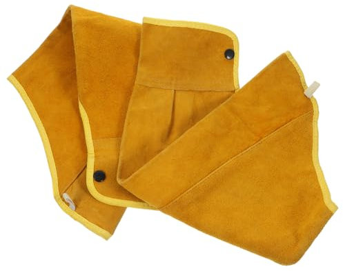 Gadpiparty Manguito de Soldadura de Piel de Vaca Resistente a Cortes y Anti-quemaduras, Protección Térmica para Brazo, Mangas Protectoras para Soldador, Amarillo para Uso Industrial