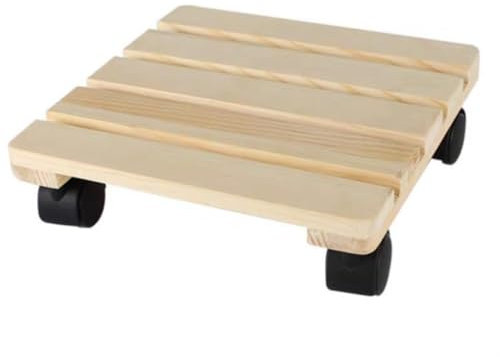 Bac à fleurs carré en bois avec roulettes - Base mobile épaisse pour balcon et jardin - Utilisation intérieure/extérieure (Bruin 30 cm)