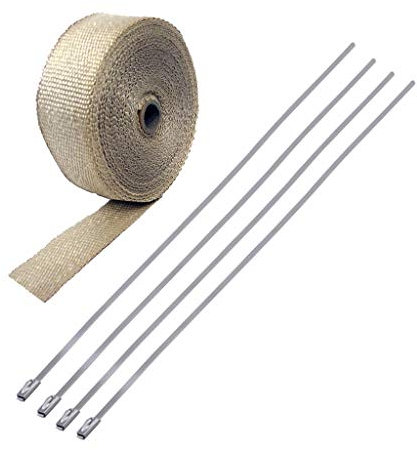 Bande Thermique Echappement Ruban Isolant modifié de Moto Nouveau 2.5cm de 5 m de 5 m d'échappement d'en-tête d'échappement d'échappement de Tuyau d'échappement + 4 Ties(G)